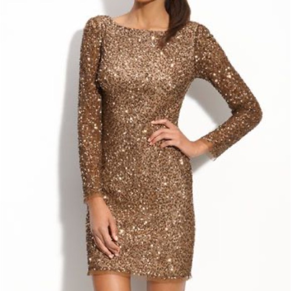 Adrianna Papell Rose Gold Sequin Dress